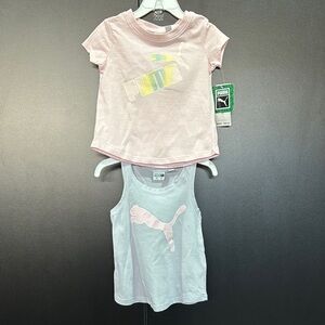 Puma 2 pc. Cotton tops, racerback  tank and light pink short sleeve puma logo T